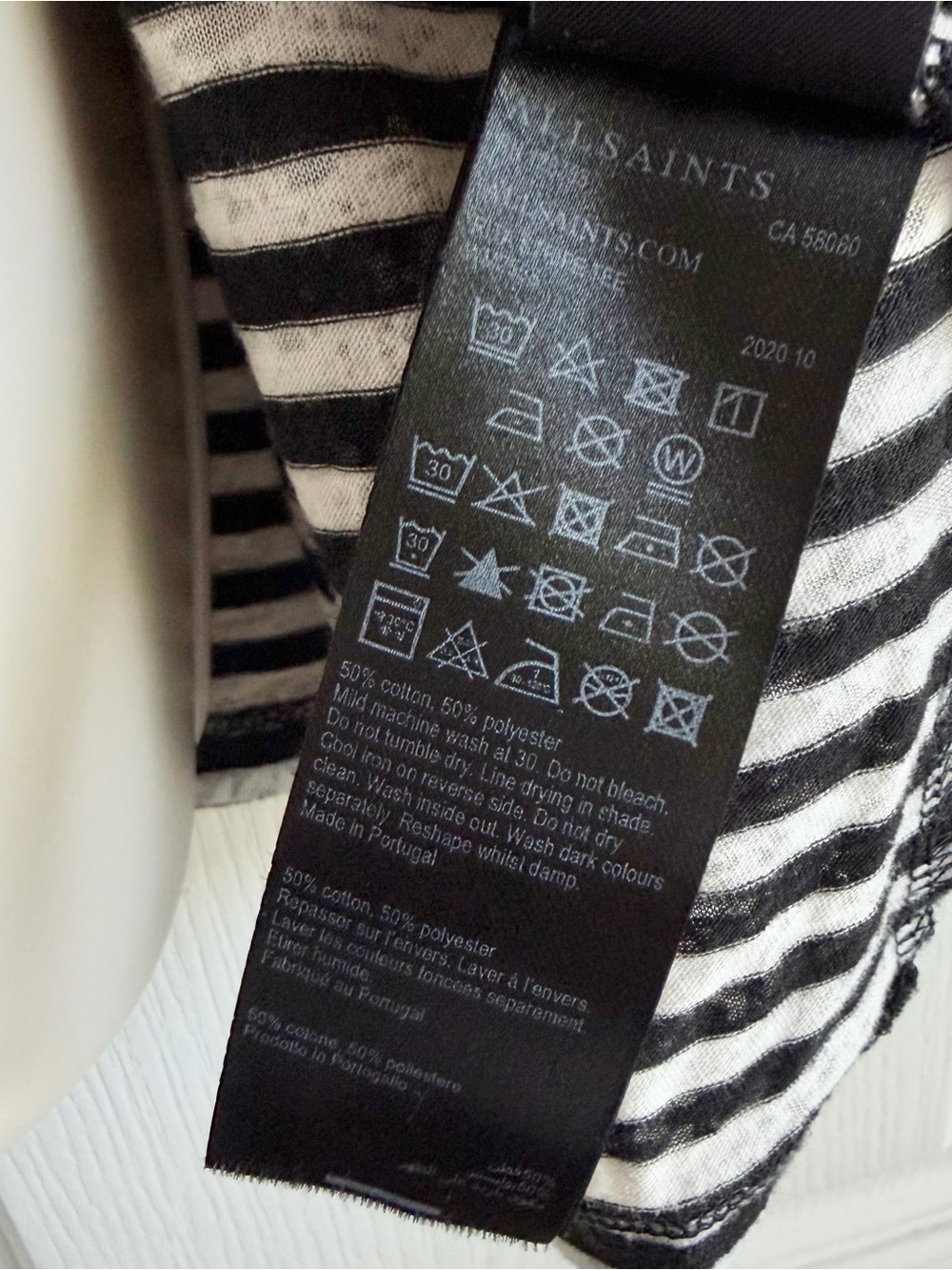AllSaints Rita Long Sleeve Black Striped T-Shirt - Picture 8 of 8